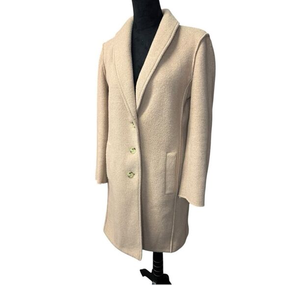 J.Crew Wool Blend Shawl Collar Coat Camel Beige Size 4 Elegant Classic - Picture 3 of 14